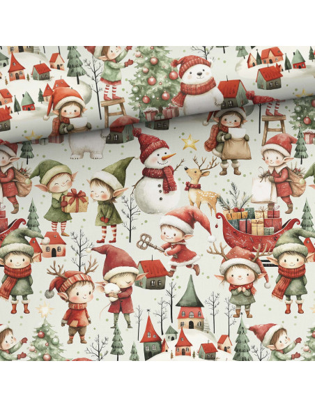 Premium cotton fabric - Christmas Elves