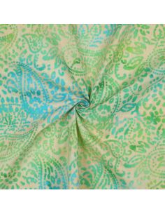 Kaona batik viscose fabric - Green and blue