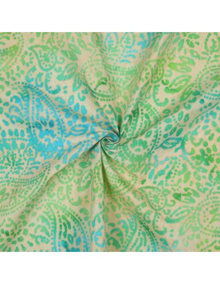 Kaona batik viscose fabric - Green and blue
