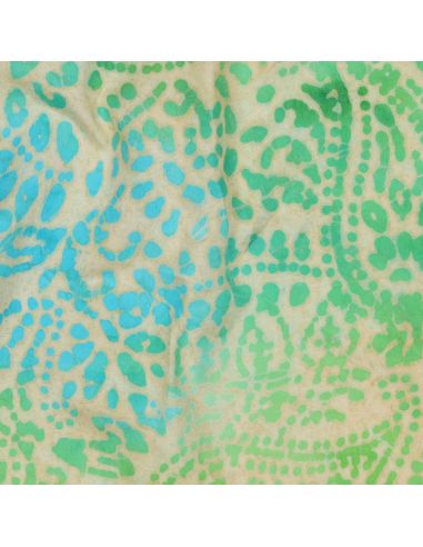 Kaona batik viscose fabric - Green and blue