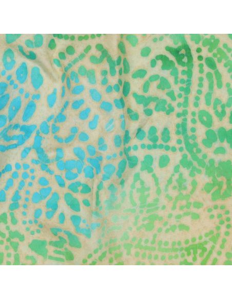 Kaona batik viscose fabric - Green and blue