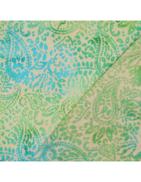 Kaona batik viscose fabric - Green and blue