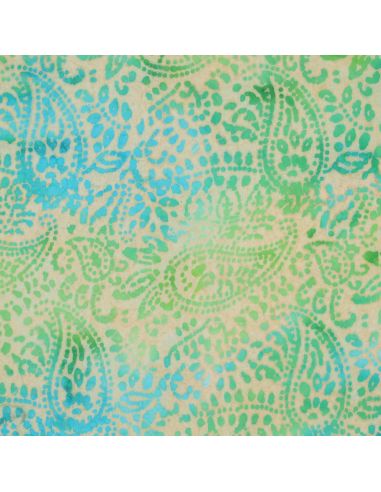 Kaona batik viscose fabric - Green and blue