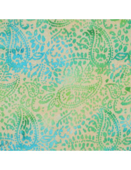 Kaona batik viscose fabric - Green and blue