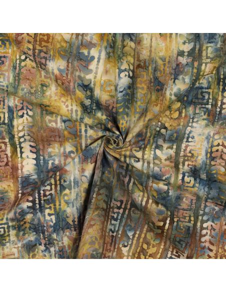 Aora batik cotton fabric - Blue and green