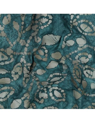 Méline batik cotton fabric - Petrol blue