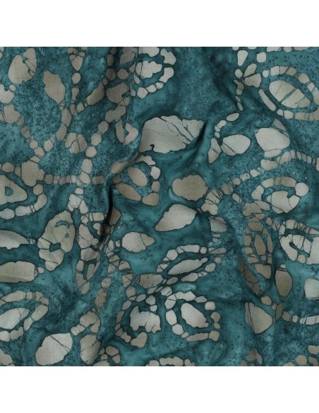 Méline batik cotton fabric - Petrol blue