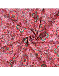 Quilted cotton voile fabric with patchwork - Pink