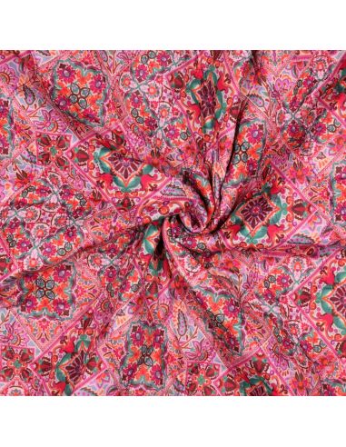 Quilted cotton voile fabric with patchwork - Pink