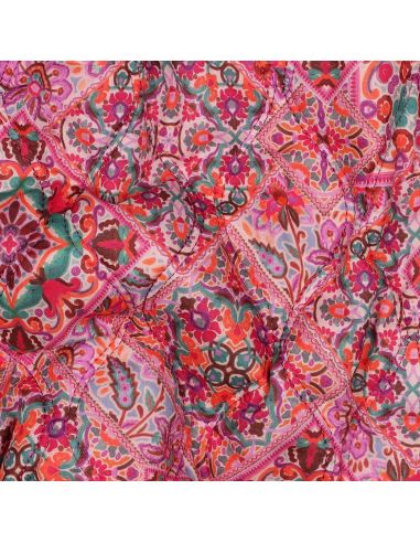 Quilted cotton voile fabric with patchwork - Pink