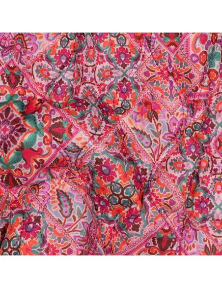 Quilted cotton voile fabric with patchwork - Pink