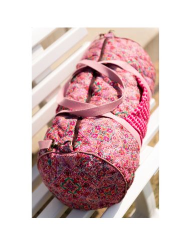 Quilted cotton voile fabric with patchwork - Pink