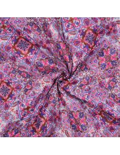 Quilted cotton voile fabric with patchwork - Blue