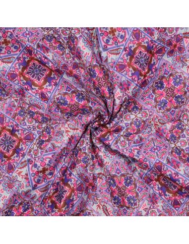 Quilted cotton voile fabric with patchwork - Blue