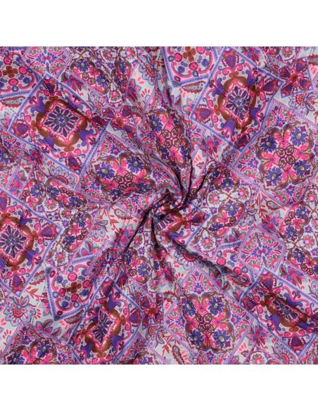 Quilted cotton voile fabric with patchwork - Blue