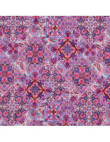 Quilted cotton voile fabric with patchwork - Blue