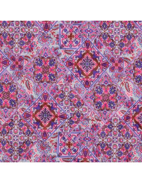 Quilted cotton voile fabric with patchwork - Blue
