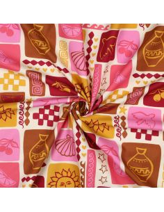 Summer patchwork cotton poplin fabric - Off-white