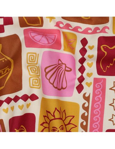 Summer patchwork cotton poplin fabric - Off-white