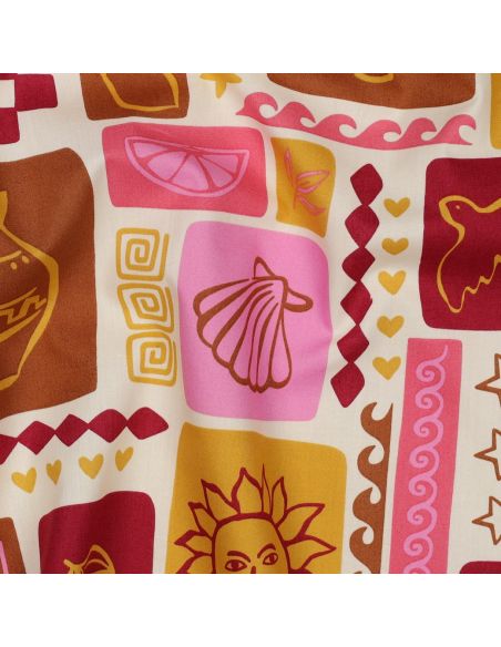 Summer patchwork cotton poplin fabric - Off-white