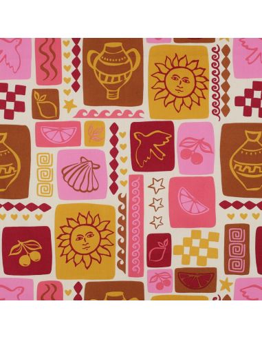Summer patchwork cotton poplin fabric - Off-white