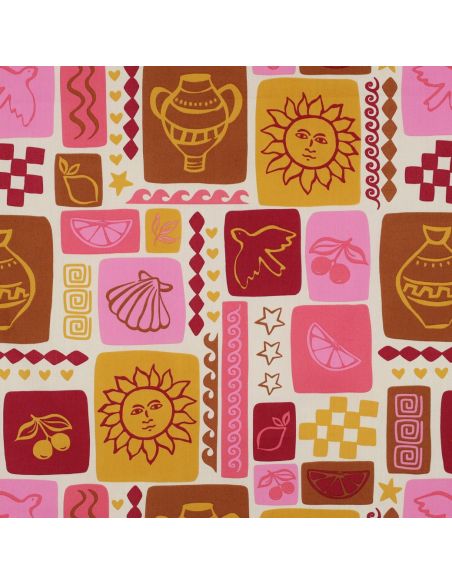 Summer patchwork cotton poplin fabric - Off-white