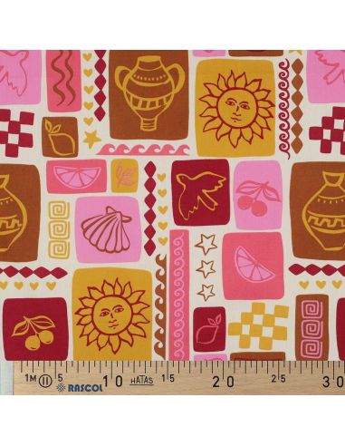 Summer patchwork cotton poplin fabric - Off-white