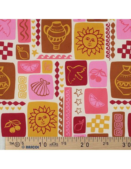 Summer patchwork cotton poplin fabric - Off-white