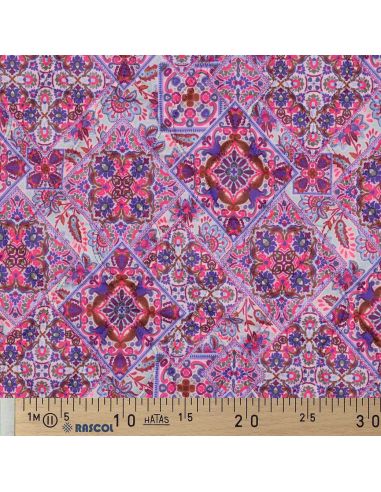 Quilted cotton voile fabric with patchwork - Blue