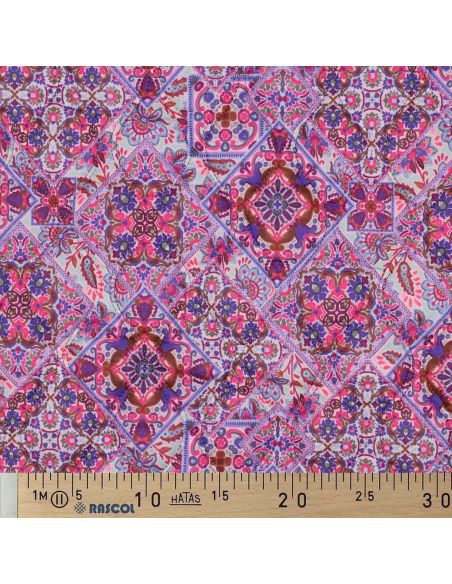 Quilted cotton voile fabric with patchwork - Blue