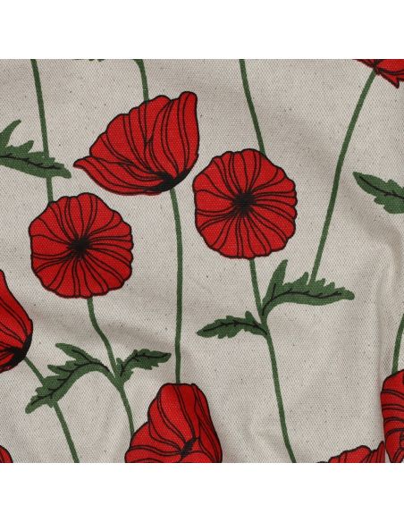 Waterproof canvas fabric with a linen look - Poppies