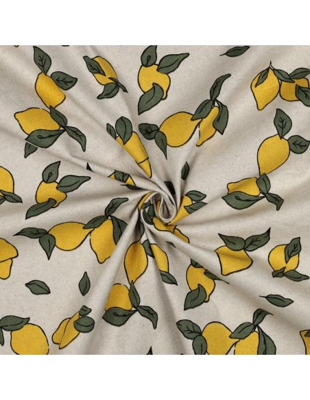 Waterproof canvas fabric with a linen look - Lemons