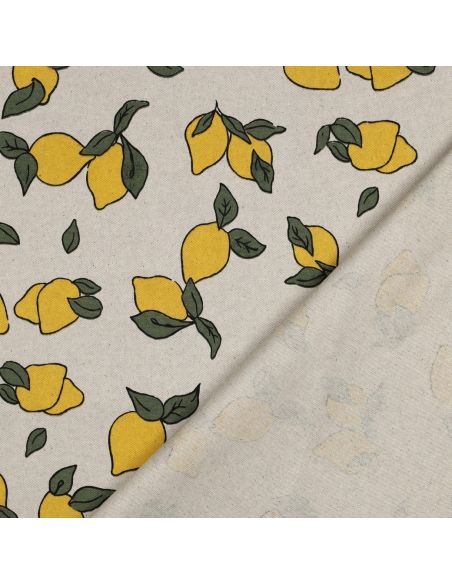 Waterproof canvas fabric with a linen look - Lemons