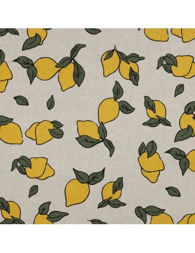 Waterproof canvas fabric with a linen look - Lemons