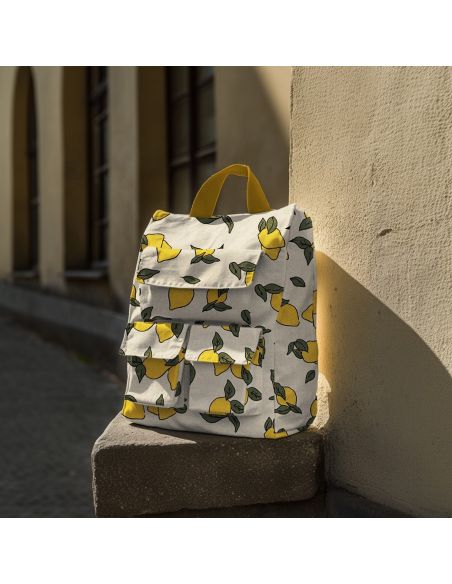 Waterproof canvas fabric with a linen look - Lemons