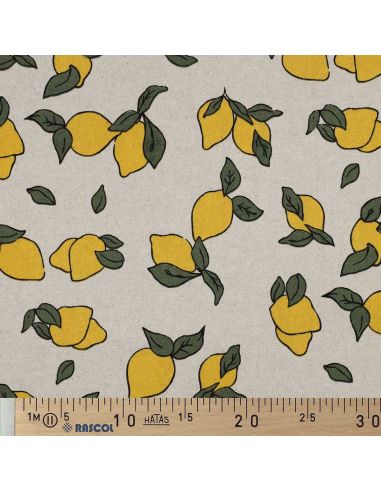 Waterproof canvas fabric with a linen look - Lemons