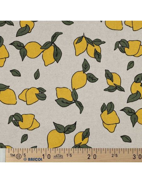 Waterproof canvas fabric with a linen look - Lemons
