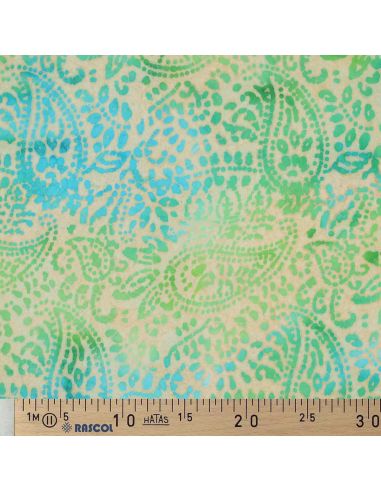 Kaona batik viscose fabric - Green and blue