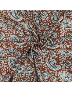 Indian cotton fabric block print Nalini - Cognac