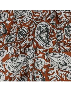 Indian cotton fabric block print Nalini - Cognac 2