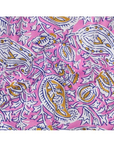 Indian cotton fabric block print Nalini - Pink