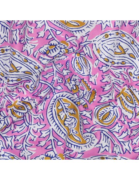 Indian cotton fabric block print Nalini - Pink