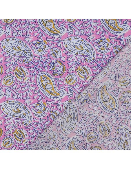 Indian cotton fabric block print Nalini - Pink