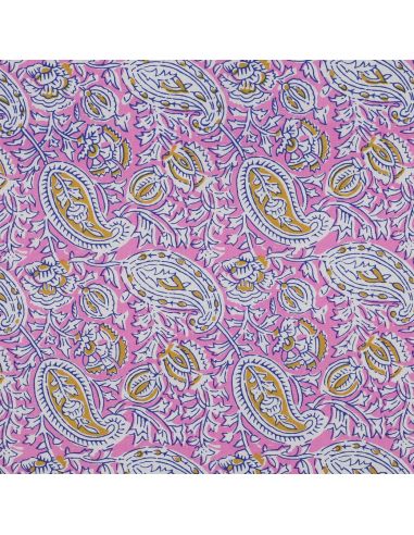 Indian cotton fabric block print Nalini - Pink