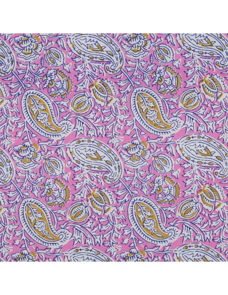 Indian cotton fabric block print Nalini - Pink