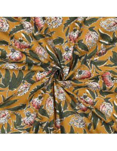 Indian cotton fabric block print Serina - Ochre
