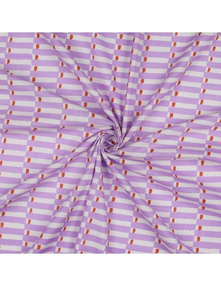 Indian cotton fabric block print Indra - Lilac