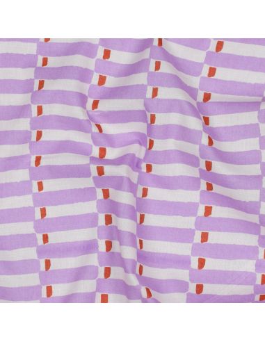 Indian cotton fabric block print Indra - Lilac