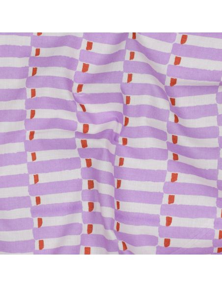 Indian cotton fabric block print Indra - Lilac