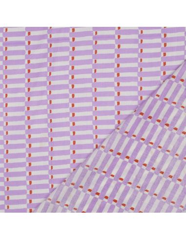 Indian cotton fabric block print Indra - Lilac